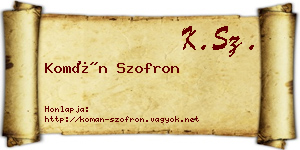 Komán Szofron névjegykártya